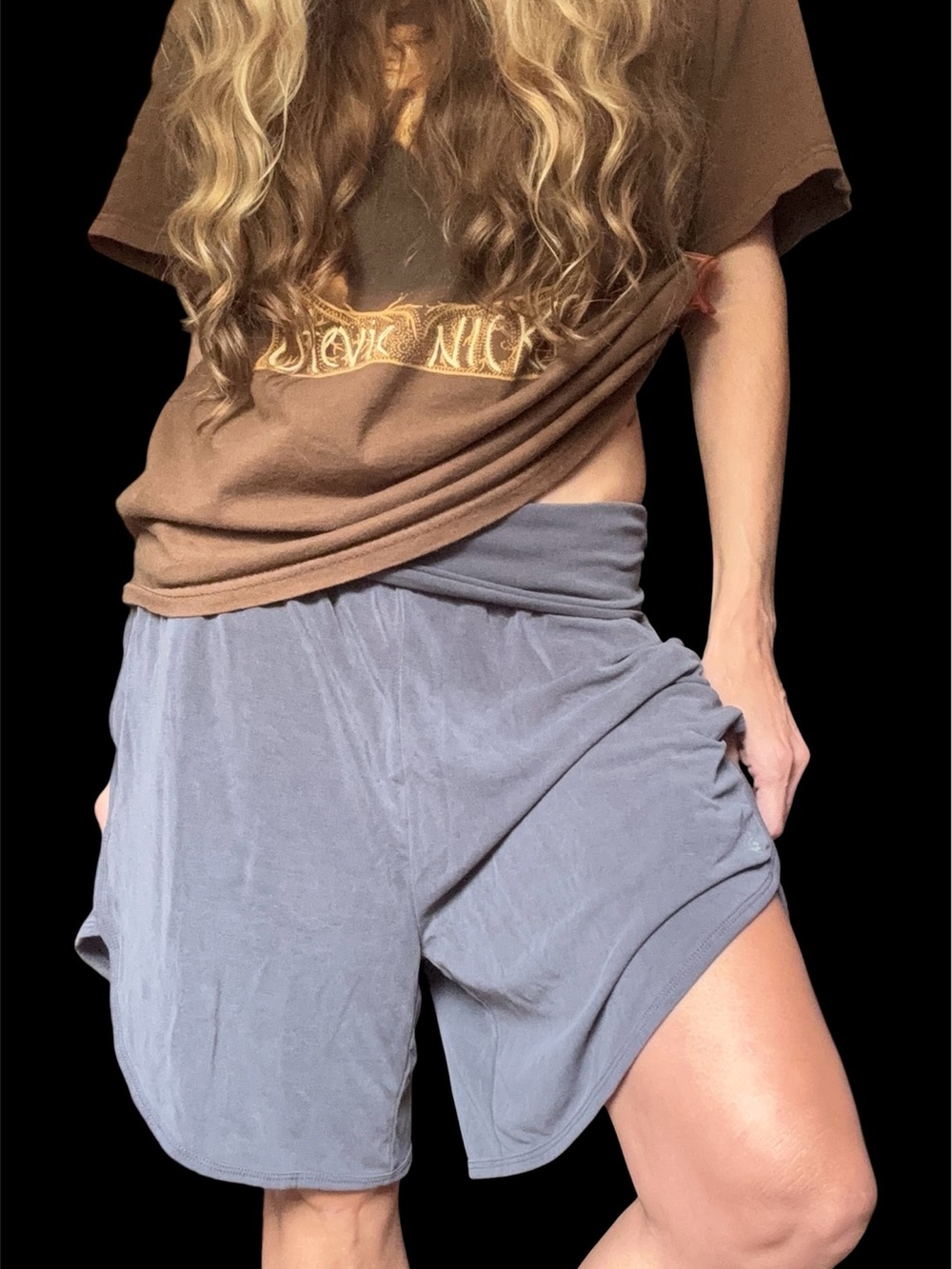 FP Movement by Free People Gray Relaxed Foldover Yoga Bermuda Shorts